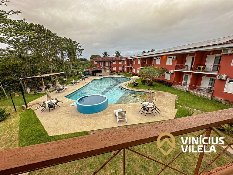 Flat 1 com quarto frente praia de Taperapuã