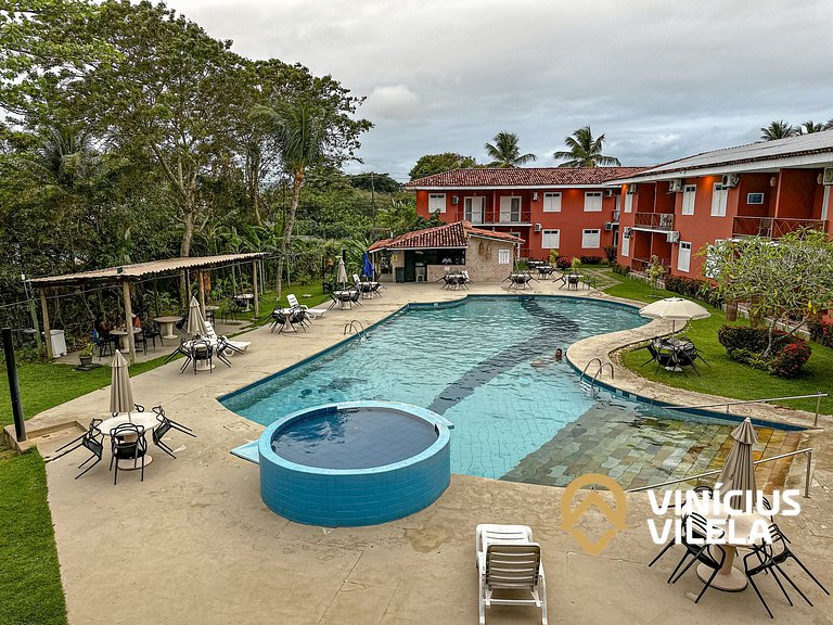 Flat 1 com quarto frente praia de Taperapuã