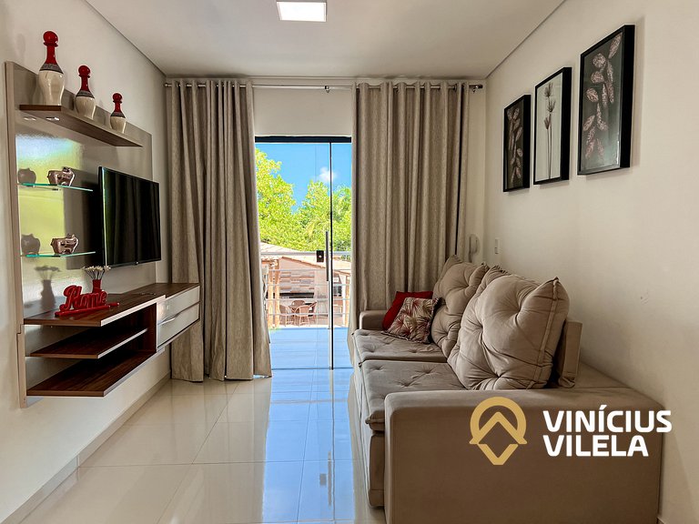 Apto 2Q  prox. a pria de Taperapuã (Vista piscina)
